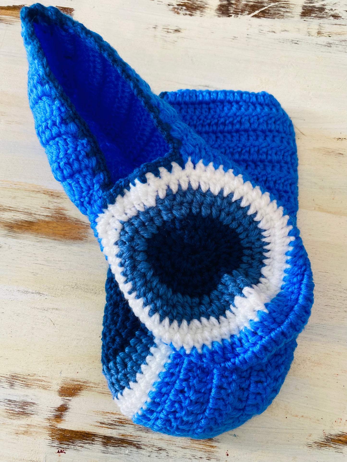 Evil Eye Crochet Slipper