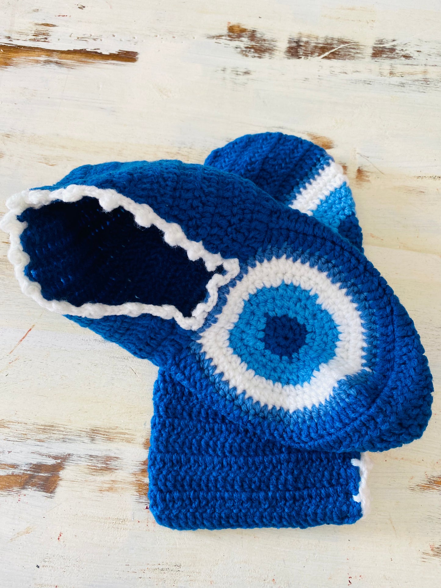 Evil Eye Crochet Slipper