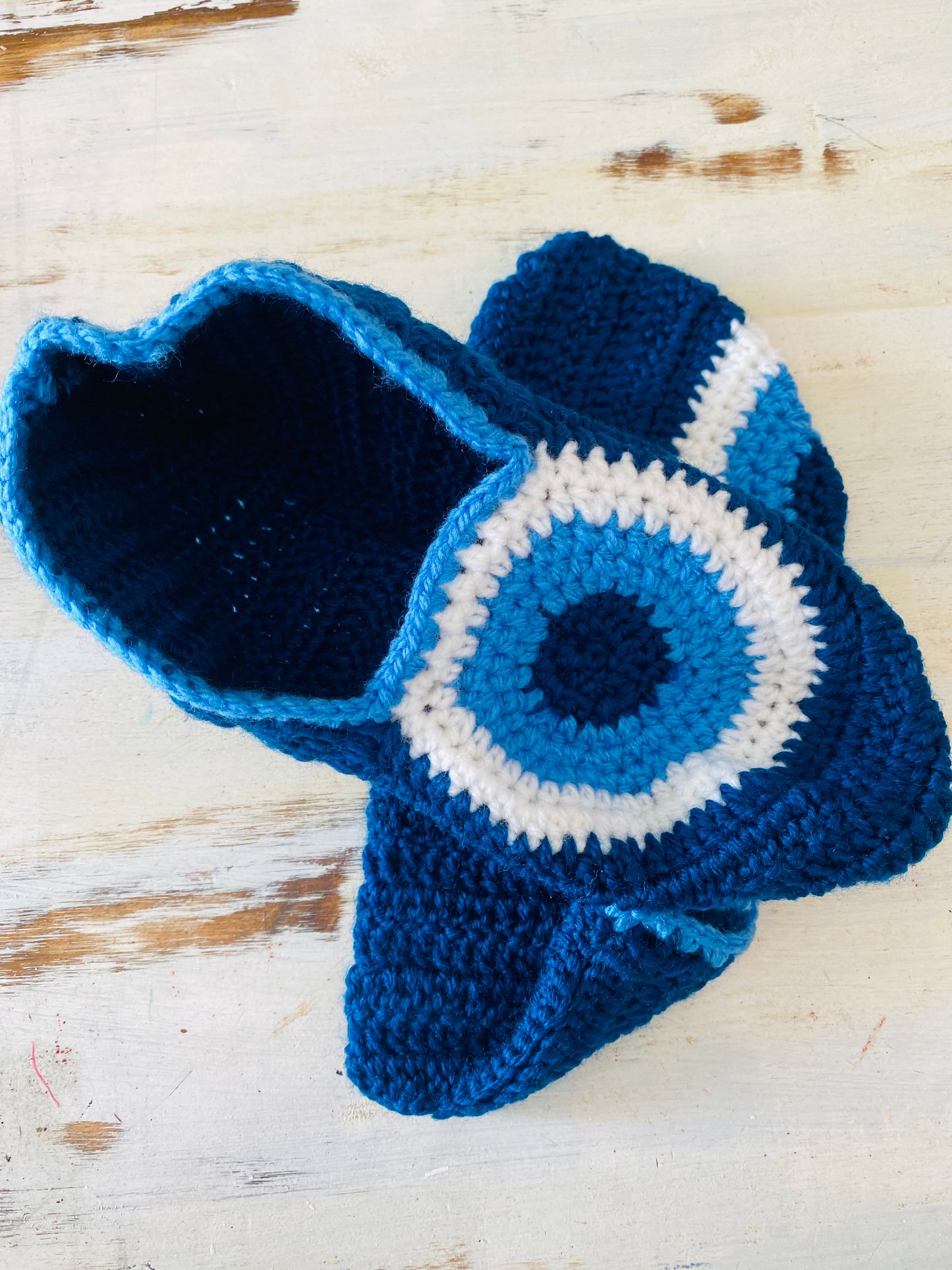 Evil Eye Crochet Slipper