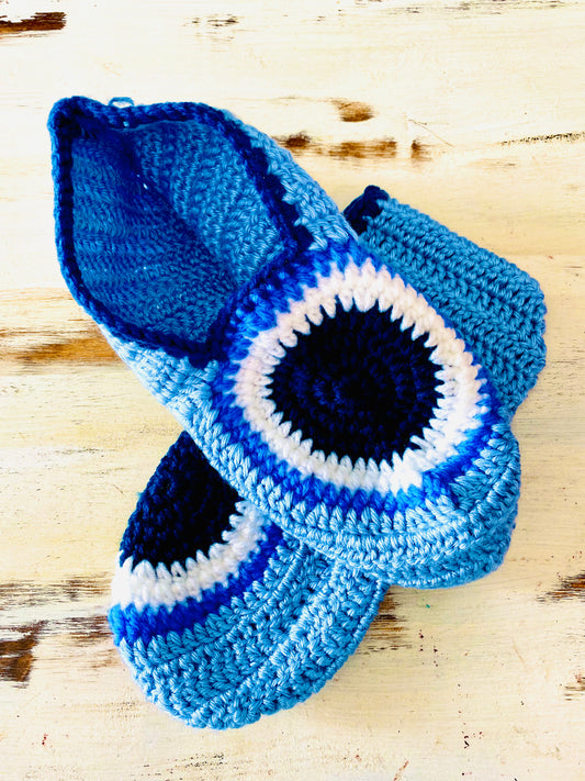 Evil Eye Crochet Slipper