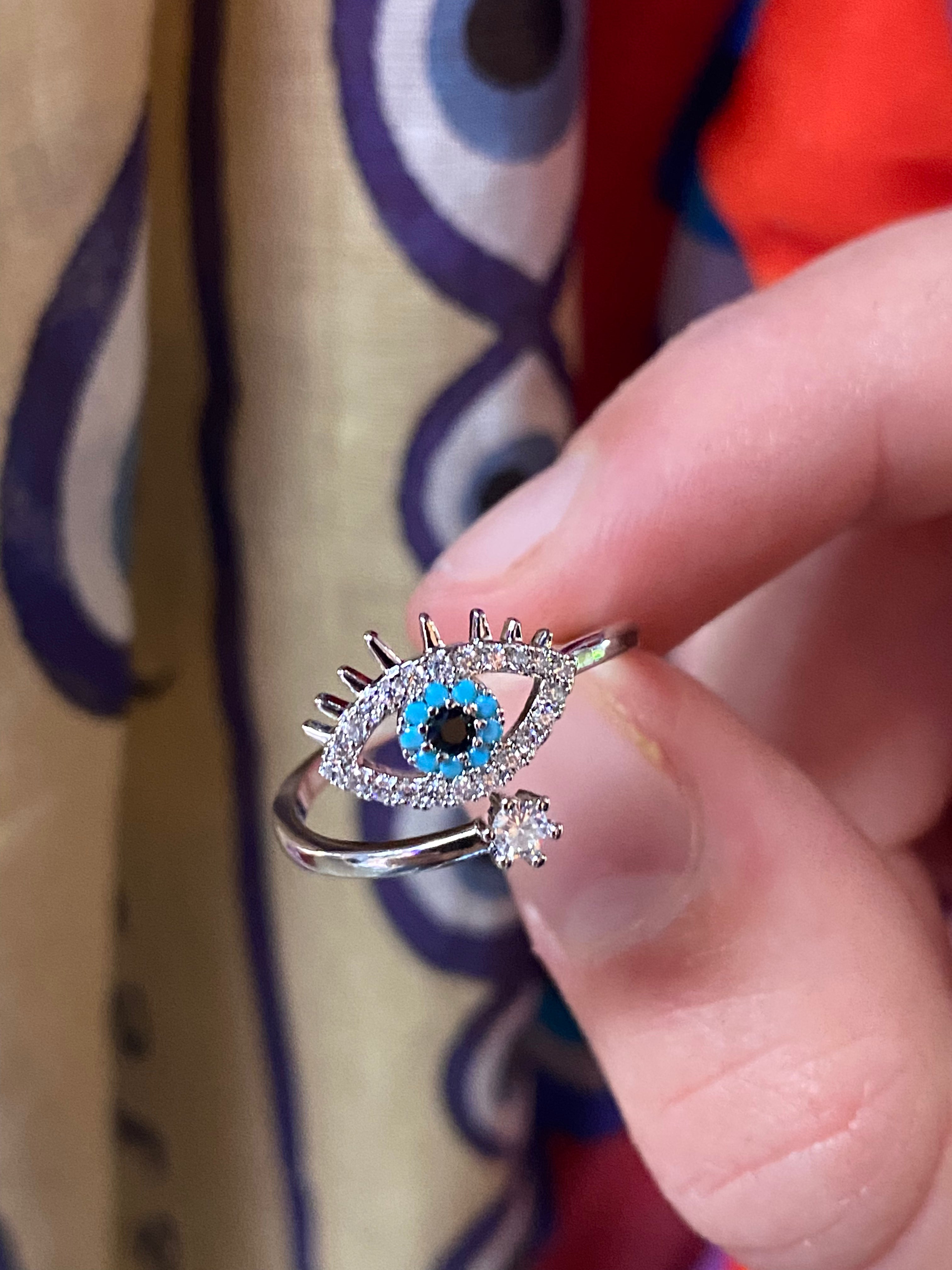 Adjustable Eye Eye Silver Ring – Evil Eye Shop Australia