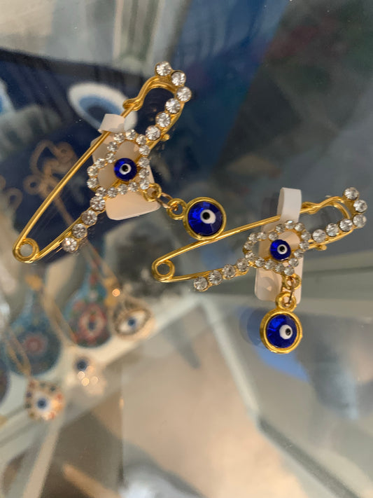 Mini Gold Evil Eye Hair Clips