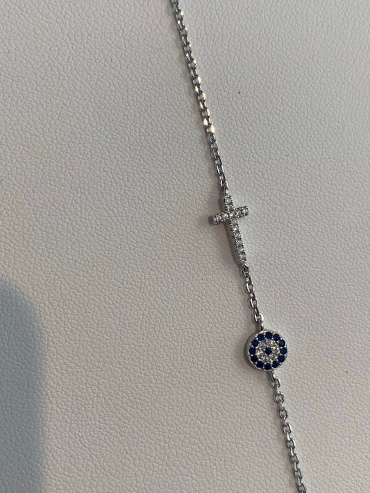 Evil Eye Cross Anklet