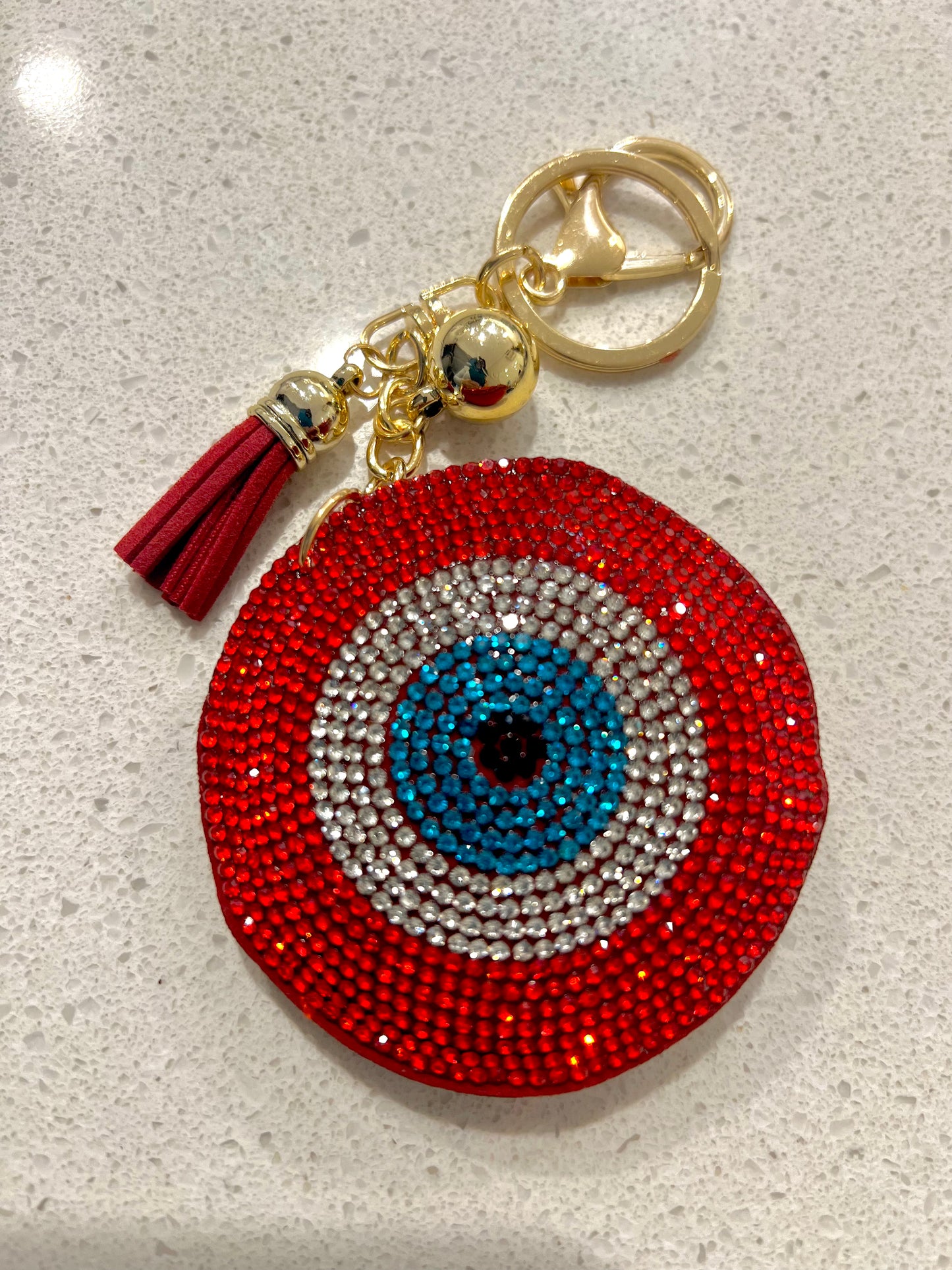 Round Rhinestone Evil Eye Key Ring