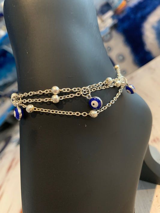 Layered Evil Eye Anklet