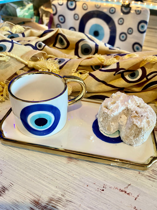 Rectangle Evil Eye Coffee Cup Set