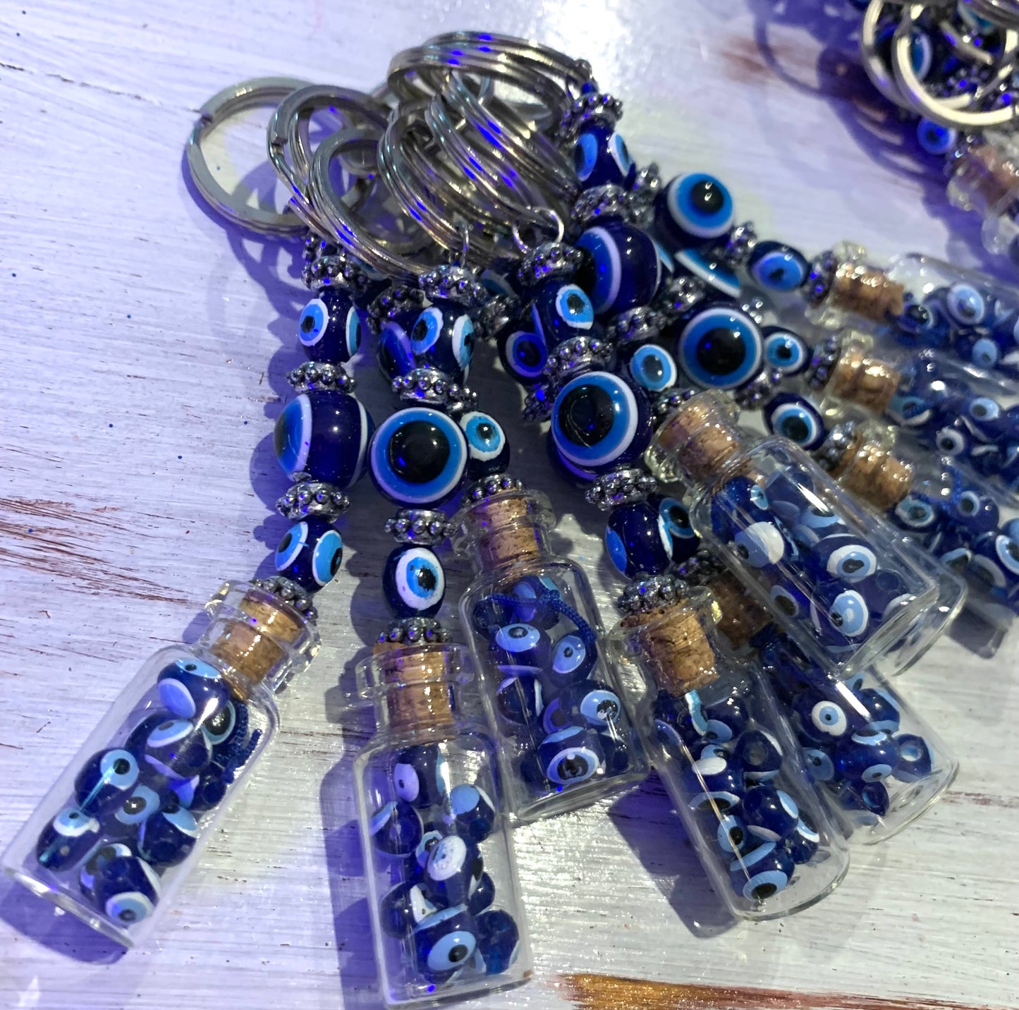 Evil Eye Message In a Bottle keychains