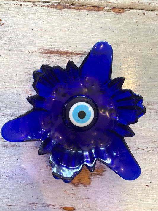 Blue Abstract Evil Eye Plate