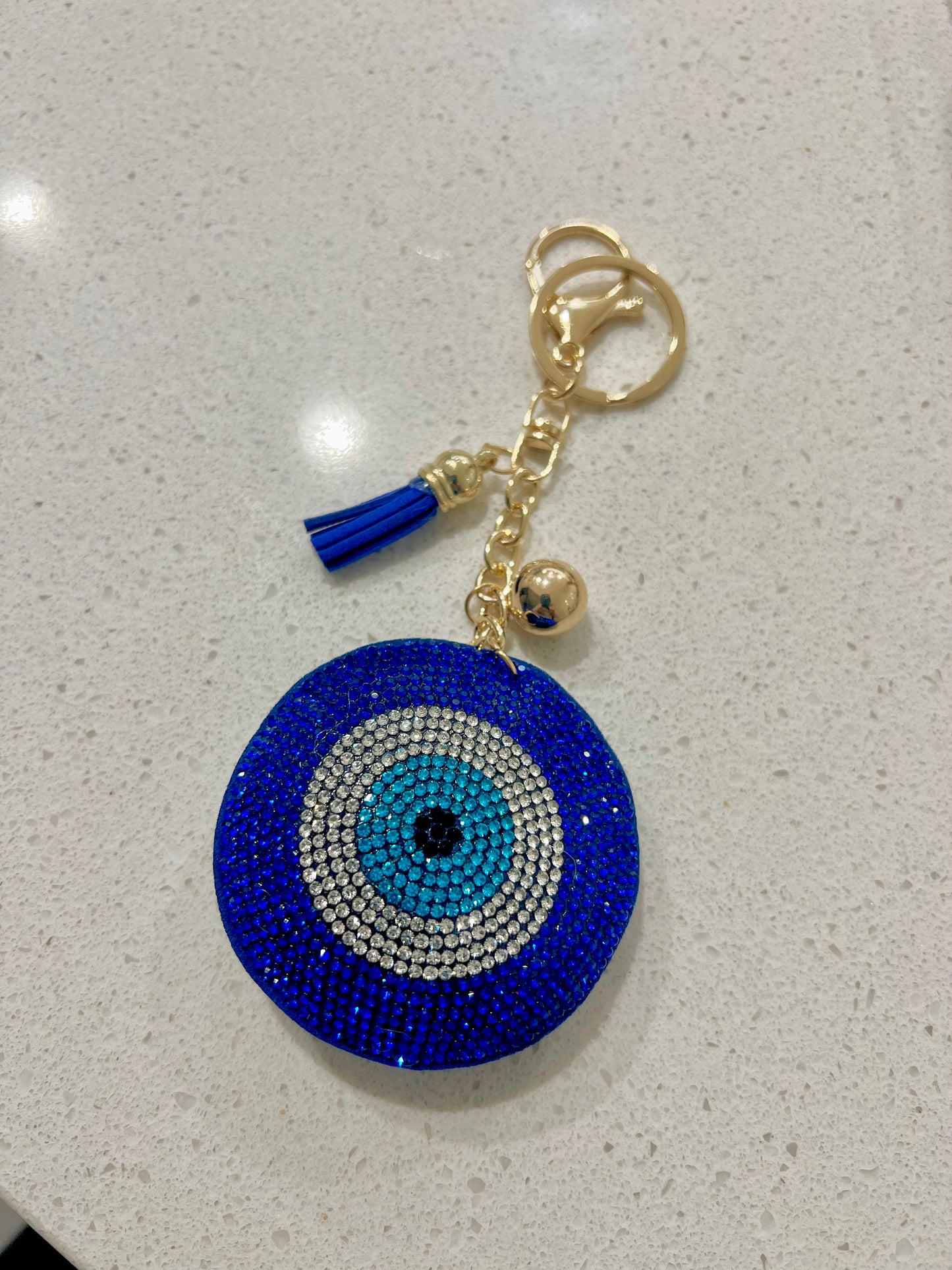 Round Rhinestone Evil Eye Key Ring